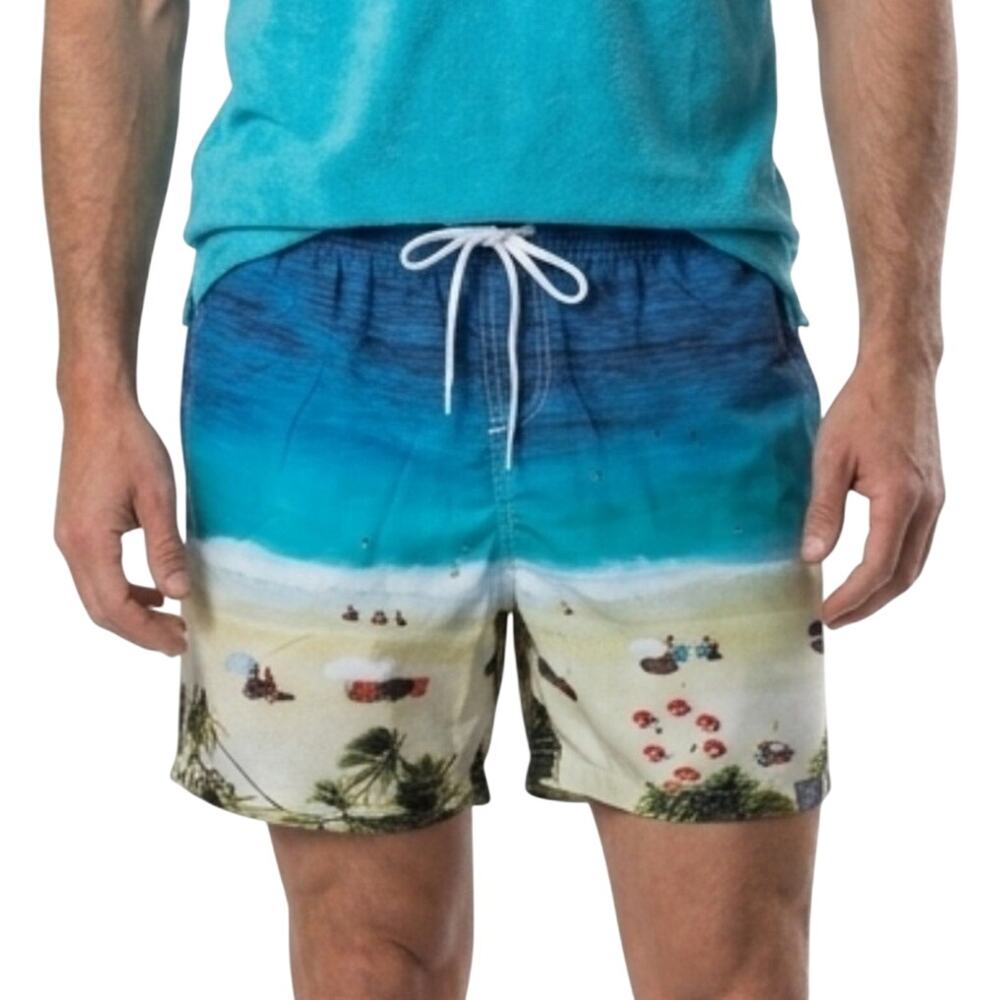 Vertical Sport Men’s Beach Ocean Print Swim Trunks Tropical Vacation Board